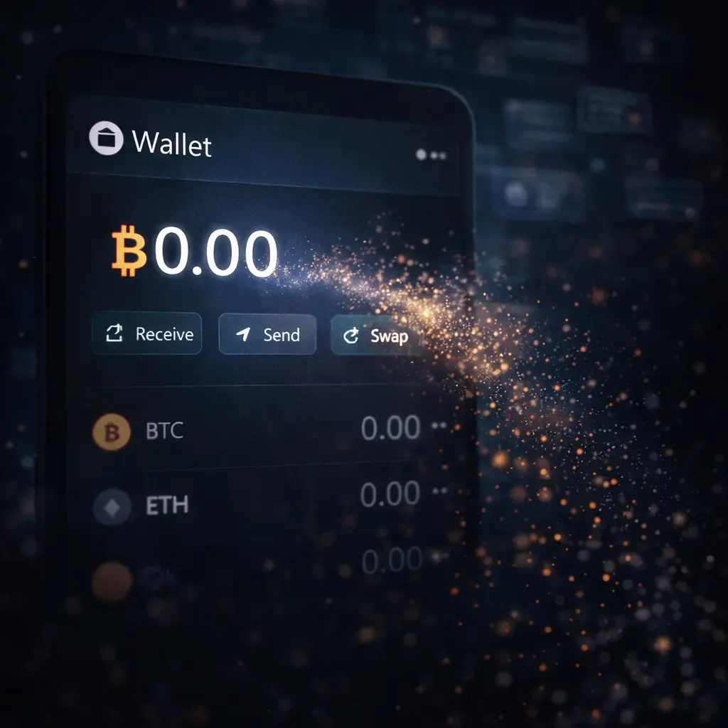 illustration d&rsquo;un portefeuille crypto vid&eacute; apr&egrave;s une arnaque